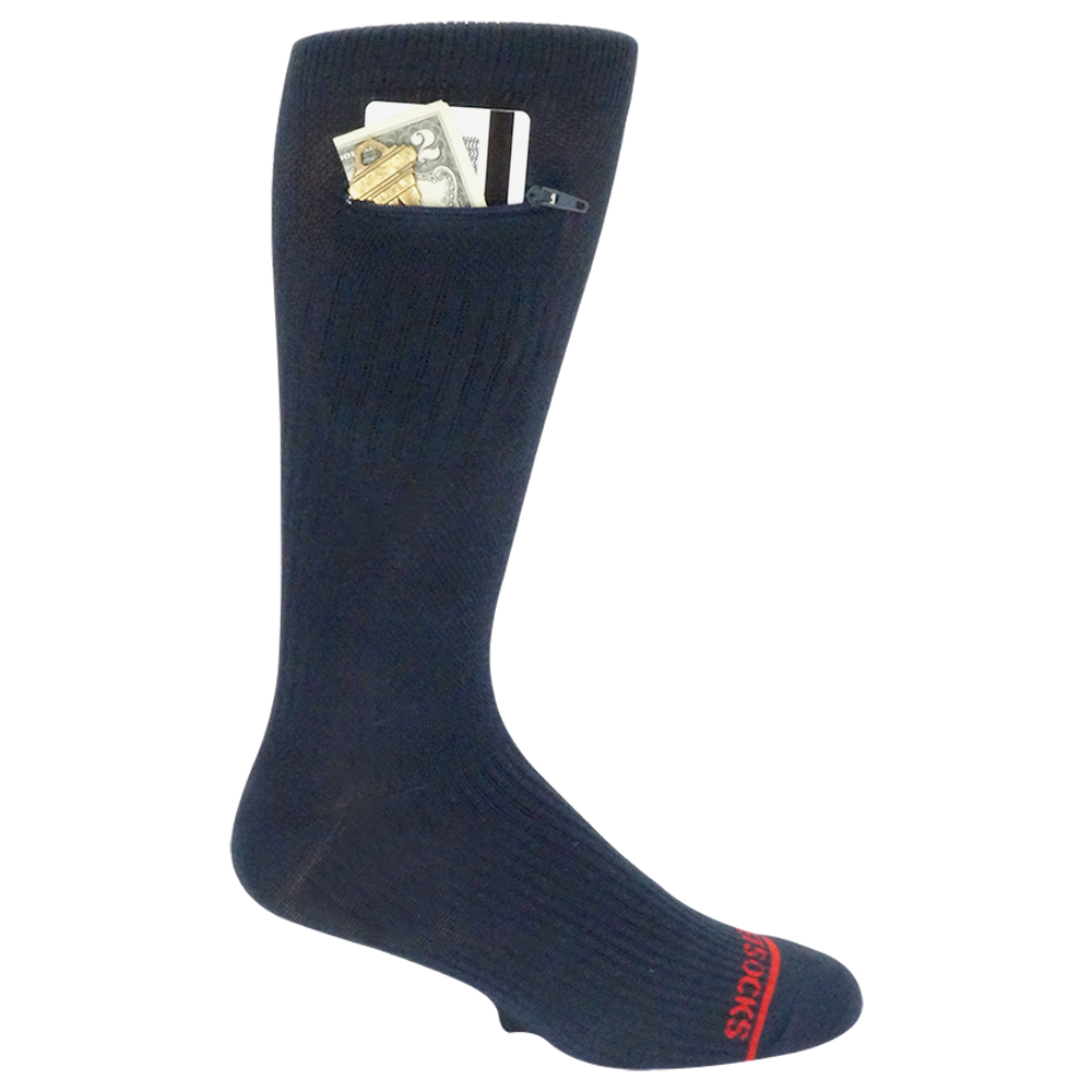 Compression Pocket Socks®, Crew, Navy Blue, Large