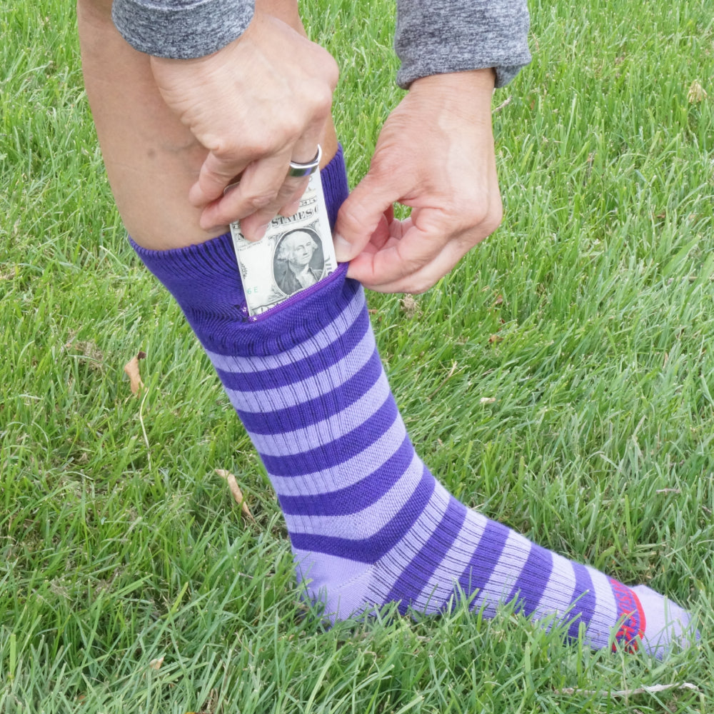 
                  
                    Compression Pocket Socks®, Crew, Purple Stripe, Small/Medium
                  
                