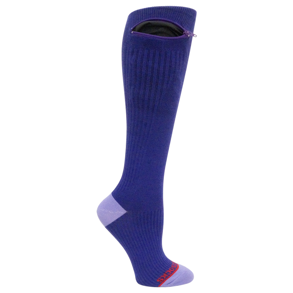 
                  
                    Compression Pocket Socks®, Over the Calf, Purple with Lavender, Small/Medium
                  
                