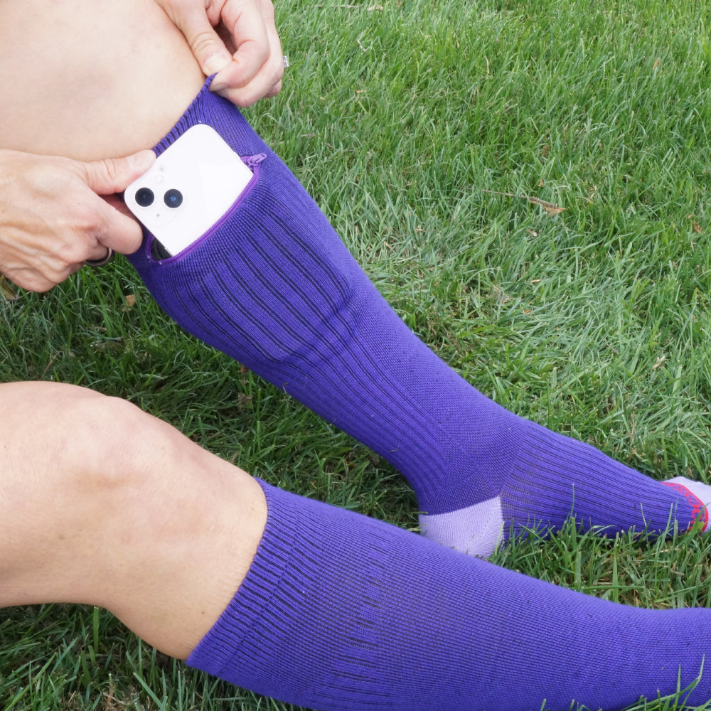 
                  
                    Compression Pocket Socks®, Over the Calf, Purple with Lavender, Small/Medium
                  
                