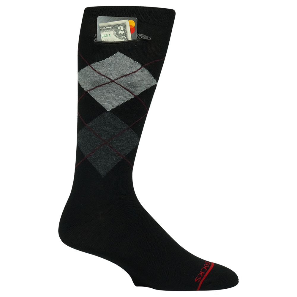 
                  
                    Pocket Socks® Black Argyle, Mens
                  
                